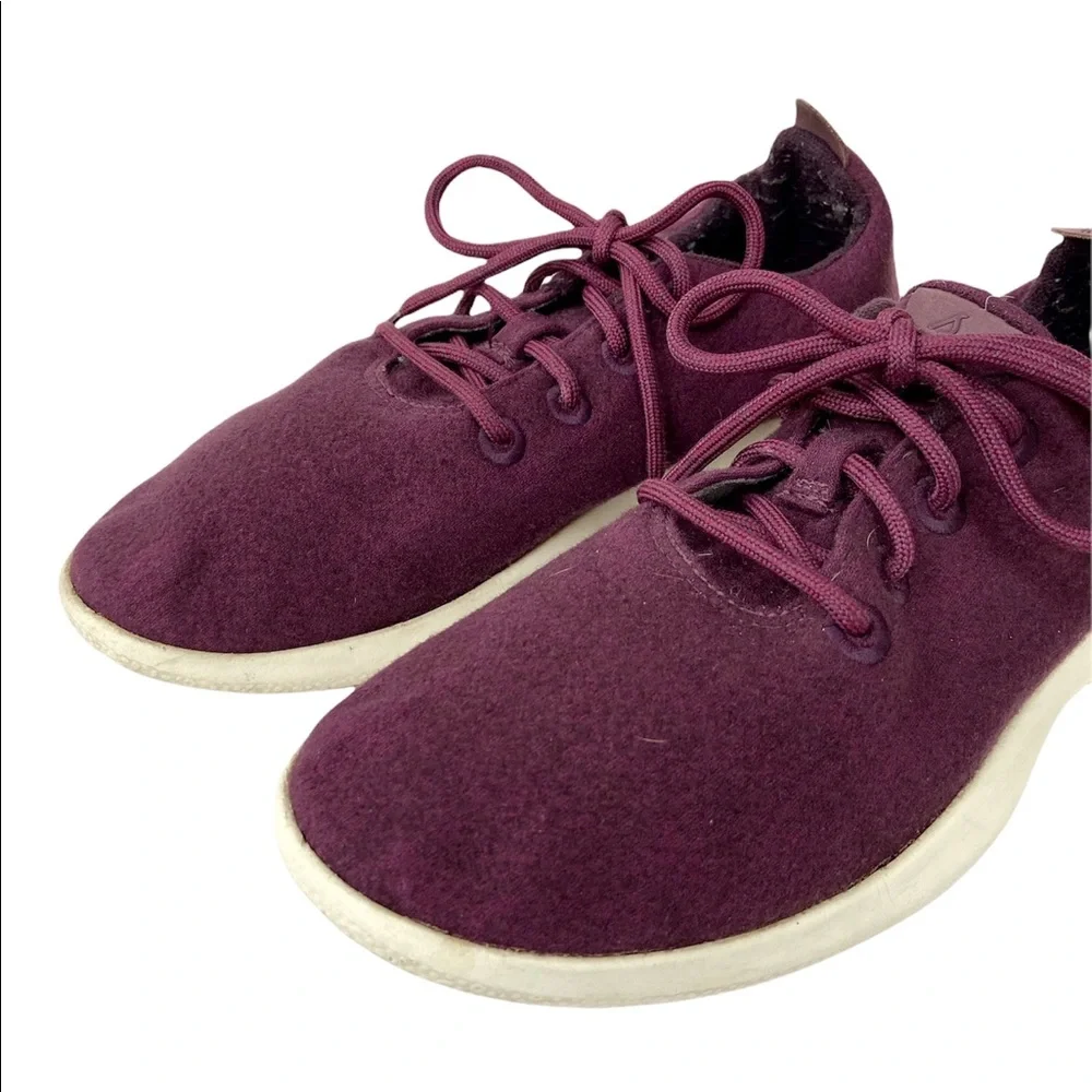 Allbirds Men’s Wool Runners Size M10 D520 Burgundy/White Renewable Materials